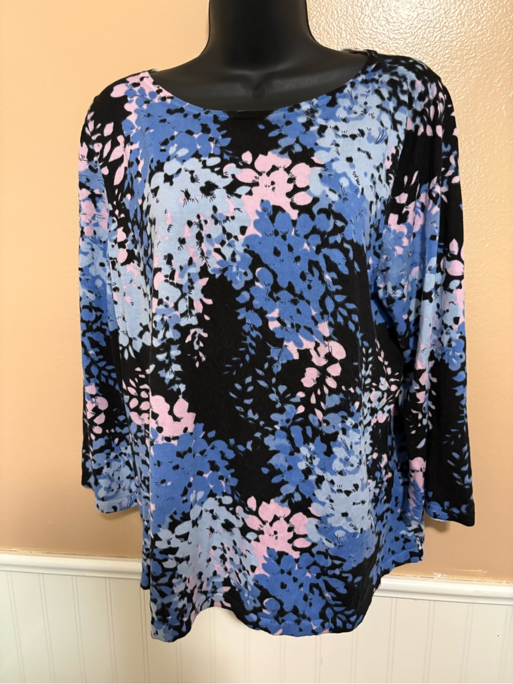 Talbots Large Black Print Lightweight Sweater Preowned